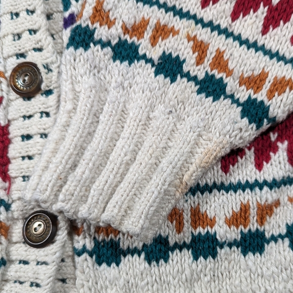 Vintage American Portrait Cardigan Sweater Women's Size Large Geometric 80s 90s - Picture 6 of 9